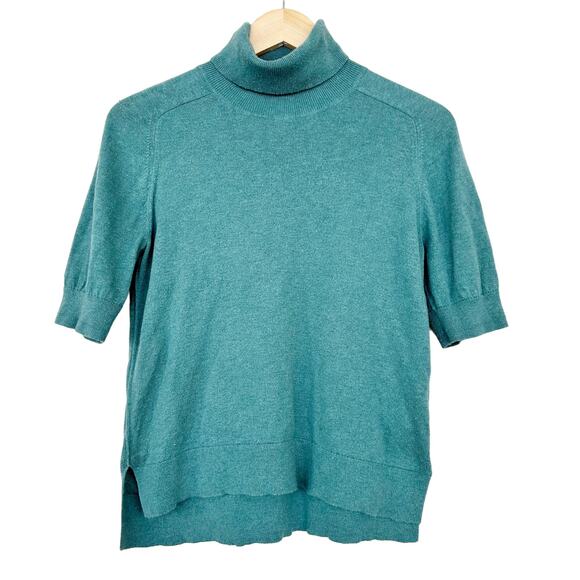 Everlane Green Wool Blend Short Sleeve Turtleneck Sz S - Picture 1 of 5